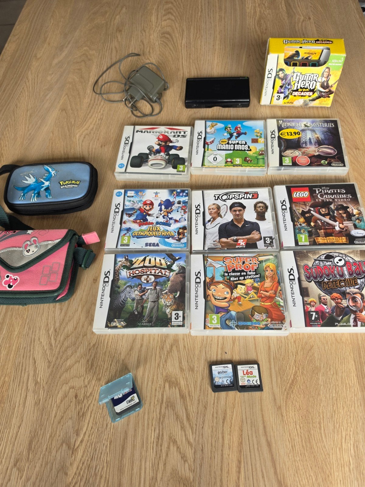 Lot Console Nintendo DS Lite Noire + Chargeur + Jeux + Carte, Games en Spelcomputers, Met games, Gebruikt, Zwart, Ophalen of Verzenden