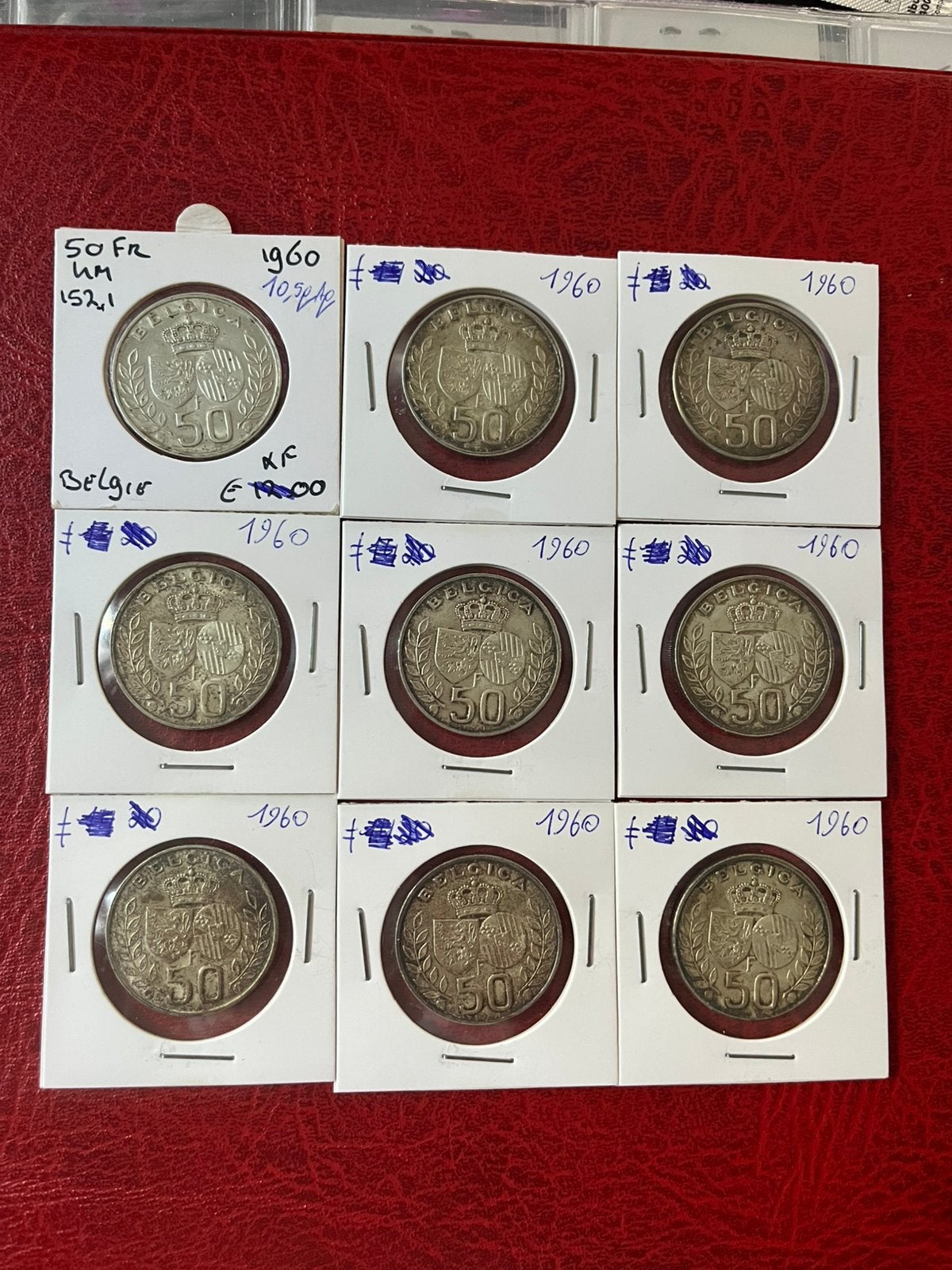 9 x 50 francs Belgique 1960, Timbres & Monnaies, Enlèvement ou Envoi, Argent