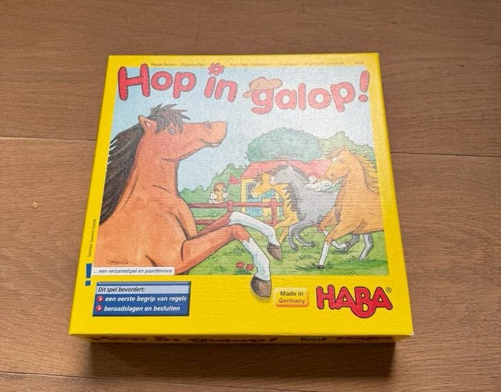 Haba spel - hop in galop, Hobby en Vrije tijd, Ophalen of Verzenden, Zo goed als nieuw