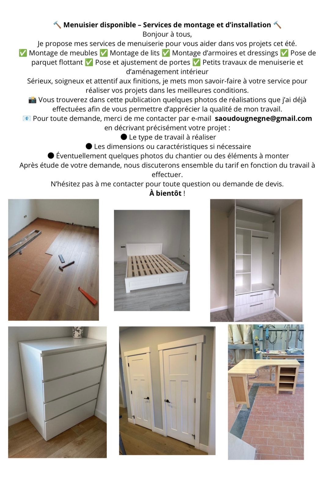 Menuisier, Enlèvement ou Envoi, Comme neuf