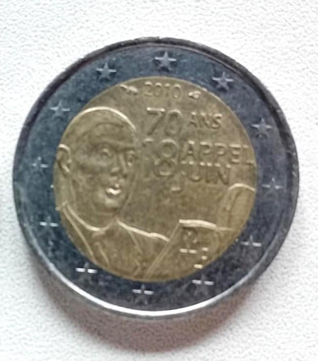 2 euro Frankrijk 2010 / Charles de Gaulle, Postzegels en Munten, Munten | Europa | Euromunten, Ophalen, Frankrijk, 2 euro, Losse munt
