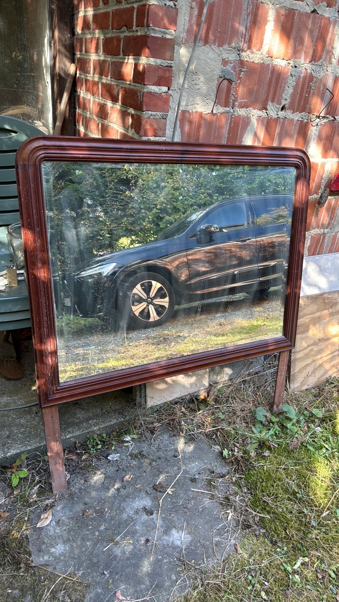 Miroir ancien vintage dans cadre en bois 100cm x 80cm, Enlèvement, Rectangulaire, 50 à 100 cm, Moins de 100 cm