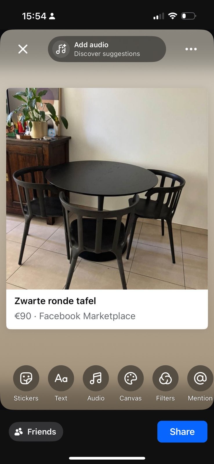 Zwarte Ronde Tafel 100cm, Ophalen, Zo goed als nieuw