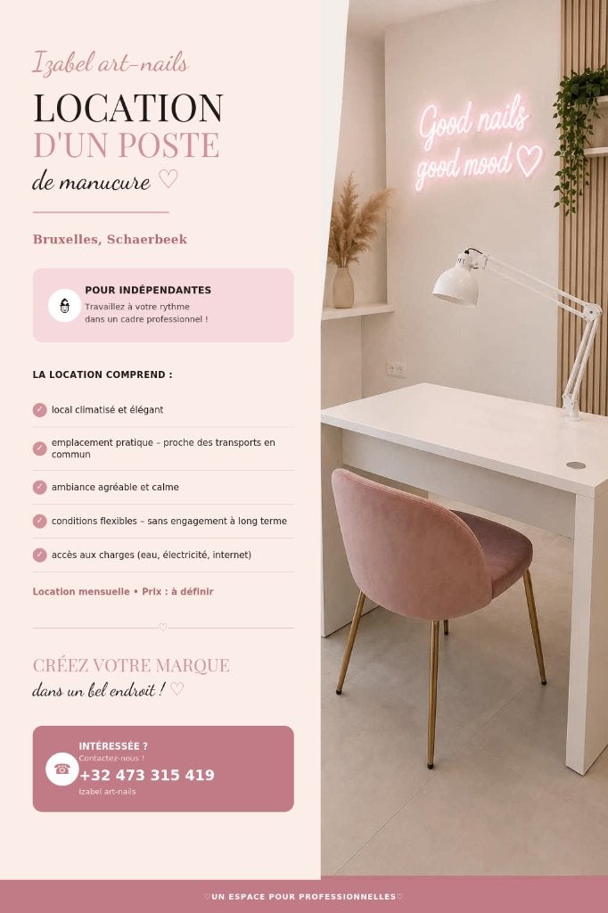 LOCATION D'UN POSTE de manucure, Enlèvement, Neuf