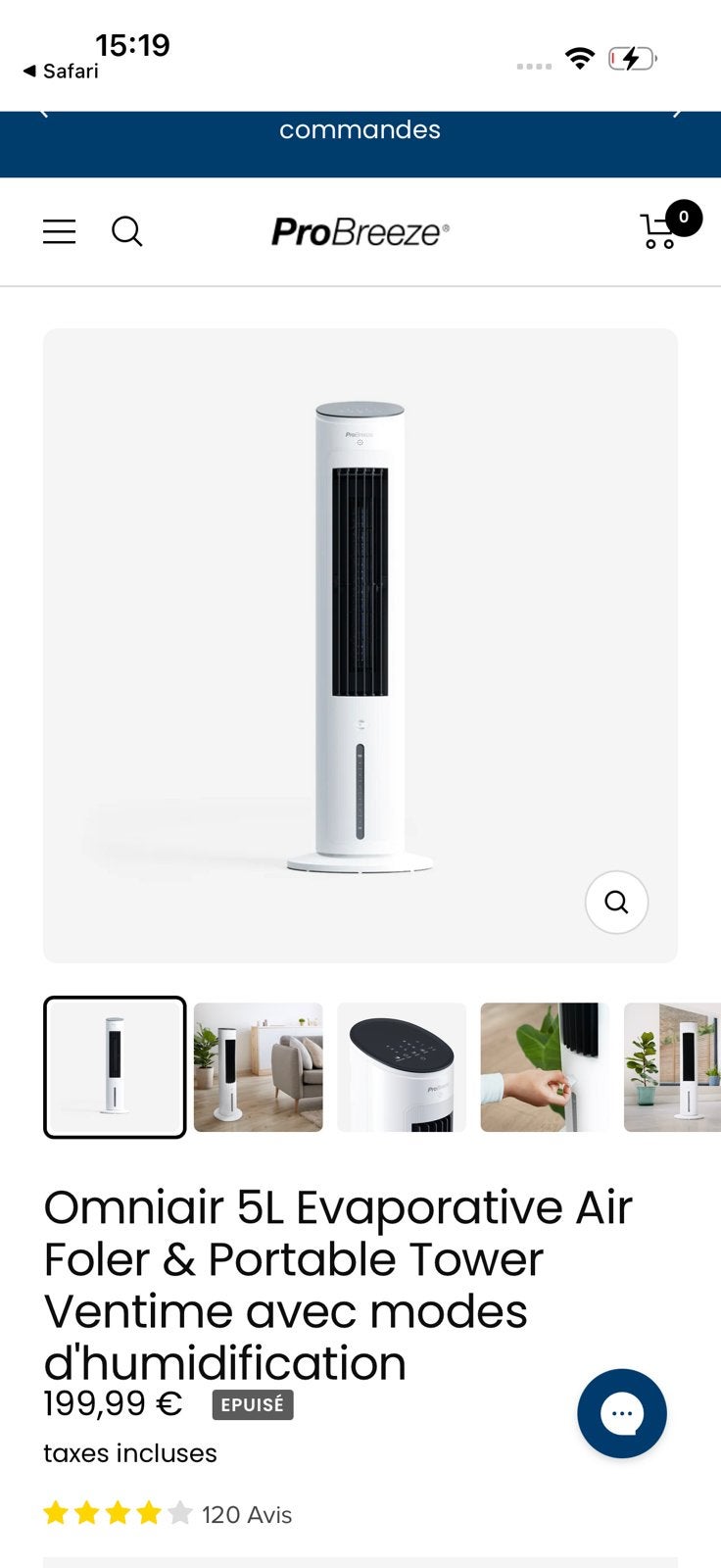 Ventilator nieuw is doos, Electroménager, Ventilateurs, Enlèvement, Comme neuf