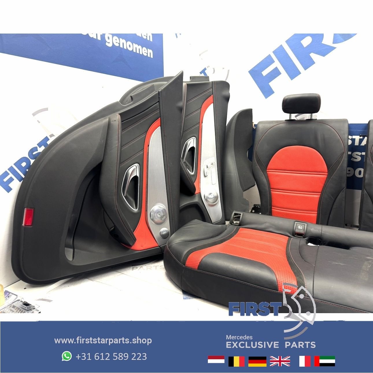 W205 ACHTERBANK + DEURPANELEN C63 AMG Mercedes C Klasse LEER