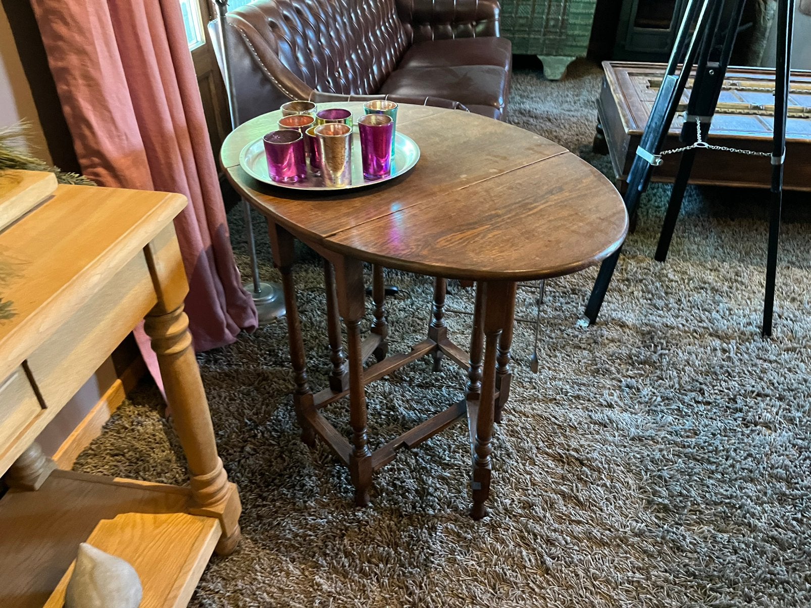 Bijzettafel eiken inklapbaar, Ophalen, Gebruikt, Onbekend, Onbekend