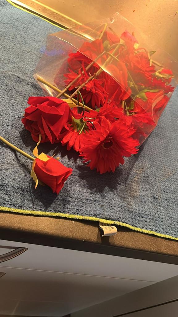 Valse rode bloemen, Ophalen, Binnen, Kunstbloem, Nieuw