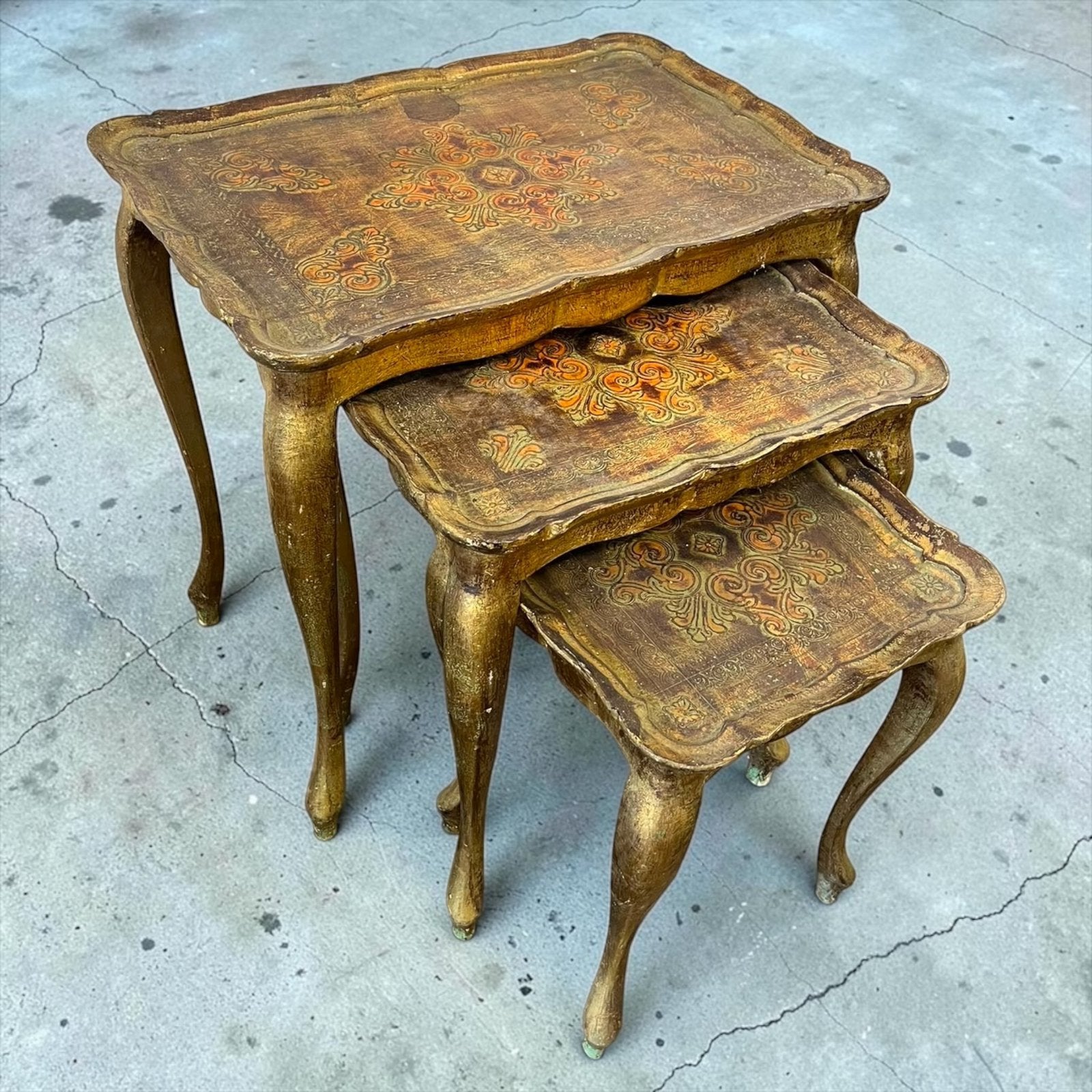 set van 3 vintage Florentijnse nesting tables / bijzettafels, Antiek en Kunst, Ophalen