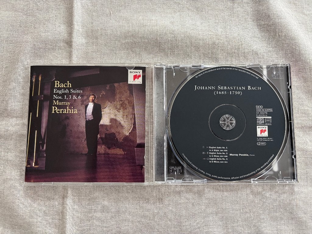 Bach,  English Suites Nos. 1, 3 & 6 - Murray Perahia, Ophalen, Gebruikt, Inclusief doosje, Pianomuziek