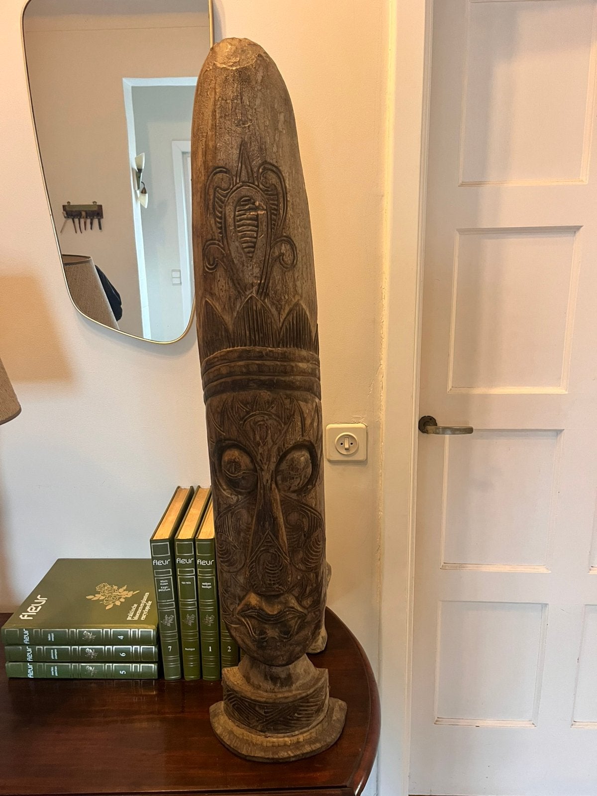 Afrikaans houten beeld, Antiek en Kunst, Ophalen, 50 - 100 cm, Gepatineerd, Beeld
