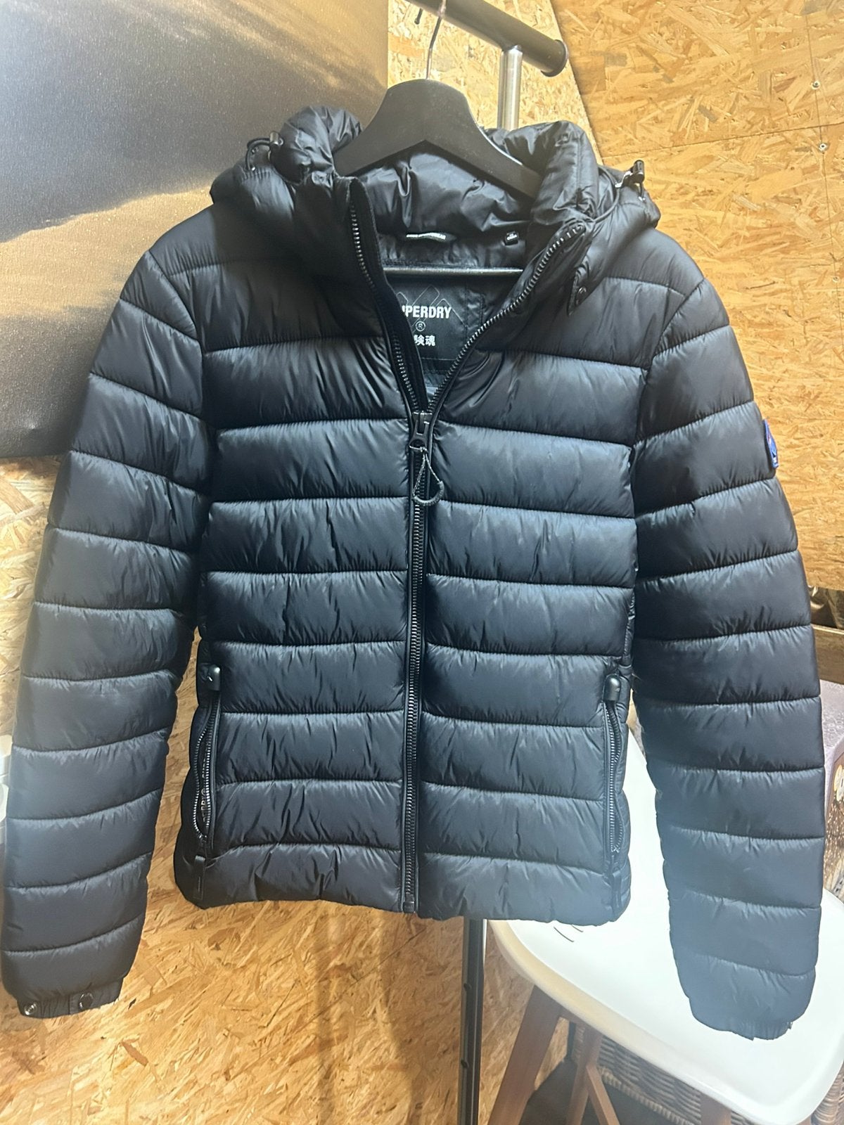 Superdry Dames Gewatteerde jas met Kap, Kleding | Dames, Ophalen, Zo goed als nieuw, Maat 36 (S), Zwart