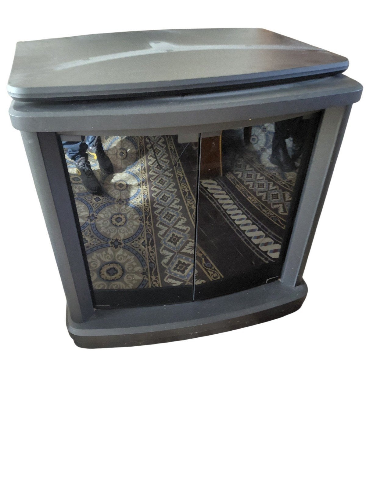 Meuble Tv/Hi-Fi vintage noir-plateau tournant ., Enlèvement ou Envoi, Verre