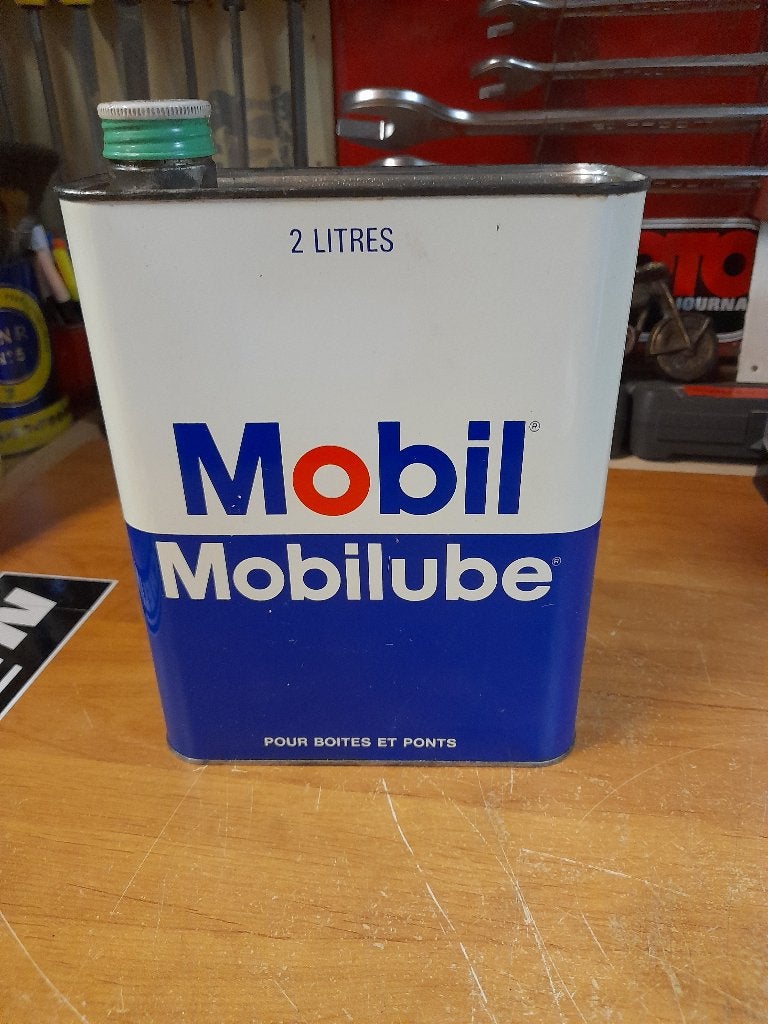 ancien bidon huile vide mobil mobilube boite pont, Enlèvement ou Envoi, Utilisé, Autres types