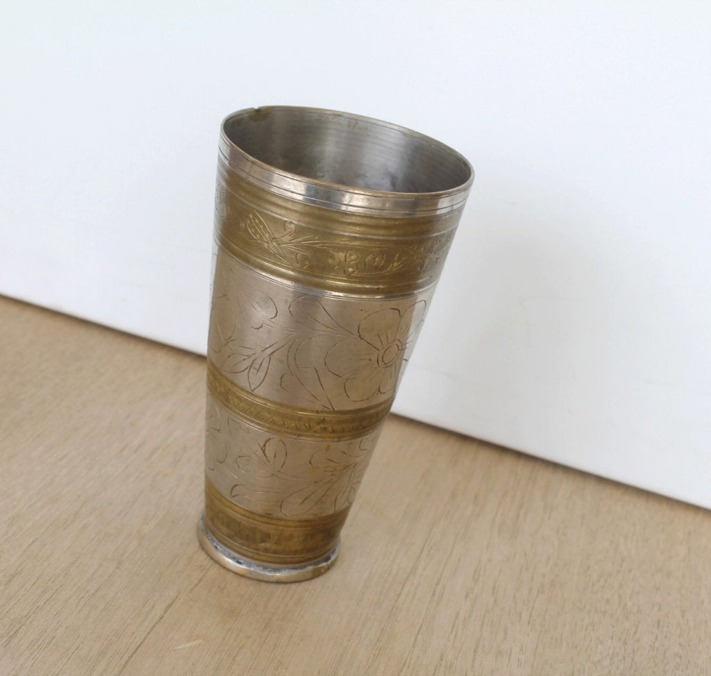 Indiase Lassi beker, messing vintage-antiek, messing, Antiek en Kunst, Ophalen of Verzenden, Koper