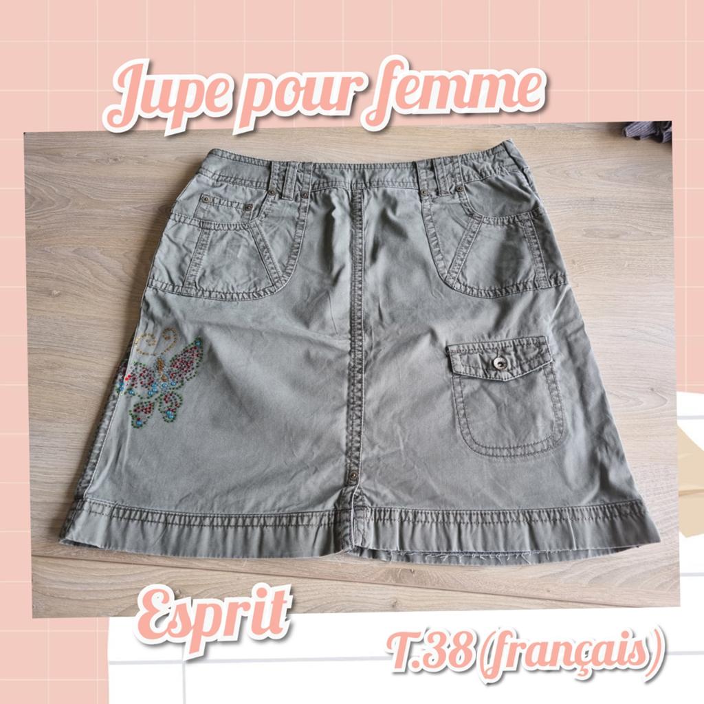 Jupe pour femme-kaki clair-Esprit-T.38(Fr), Taille 38/40 (M), Enlèvement ou Envoi, Au-dessus du genou, Porté