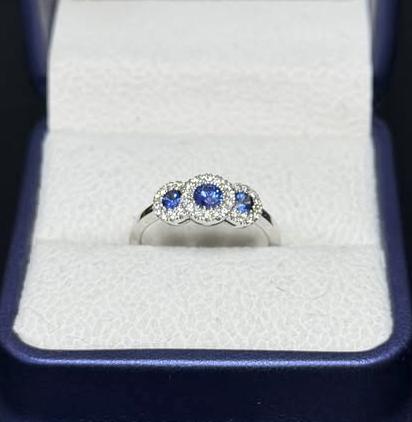 Bague Neuve OR 18K 3 Saphirs & Diamants Naturel  Certificat, Handtassen en Accessoires, Ringen, Ophalen, Nieuw, Goud, Goud