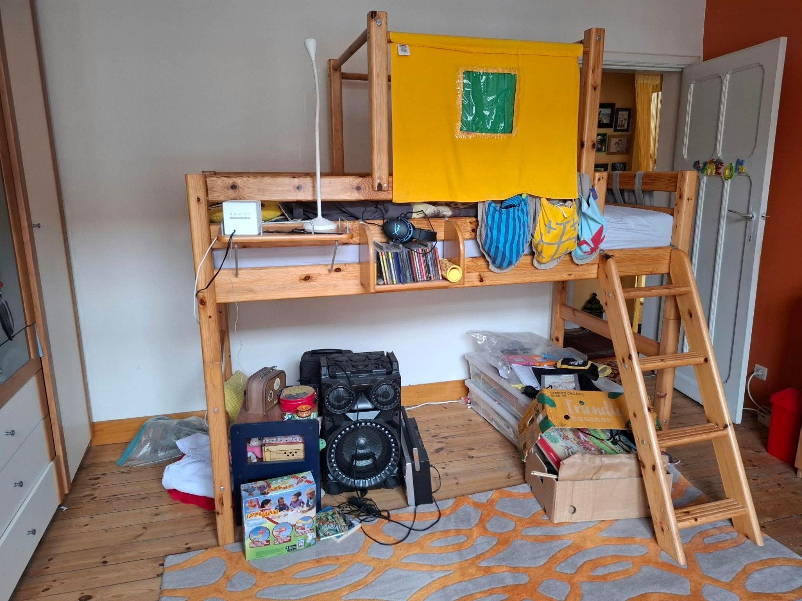 Lit mezzanine Flexa 90x200 cm avec accessoires, Enlèvement, Utilisé, Lit mezzanine