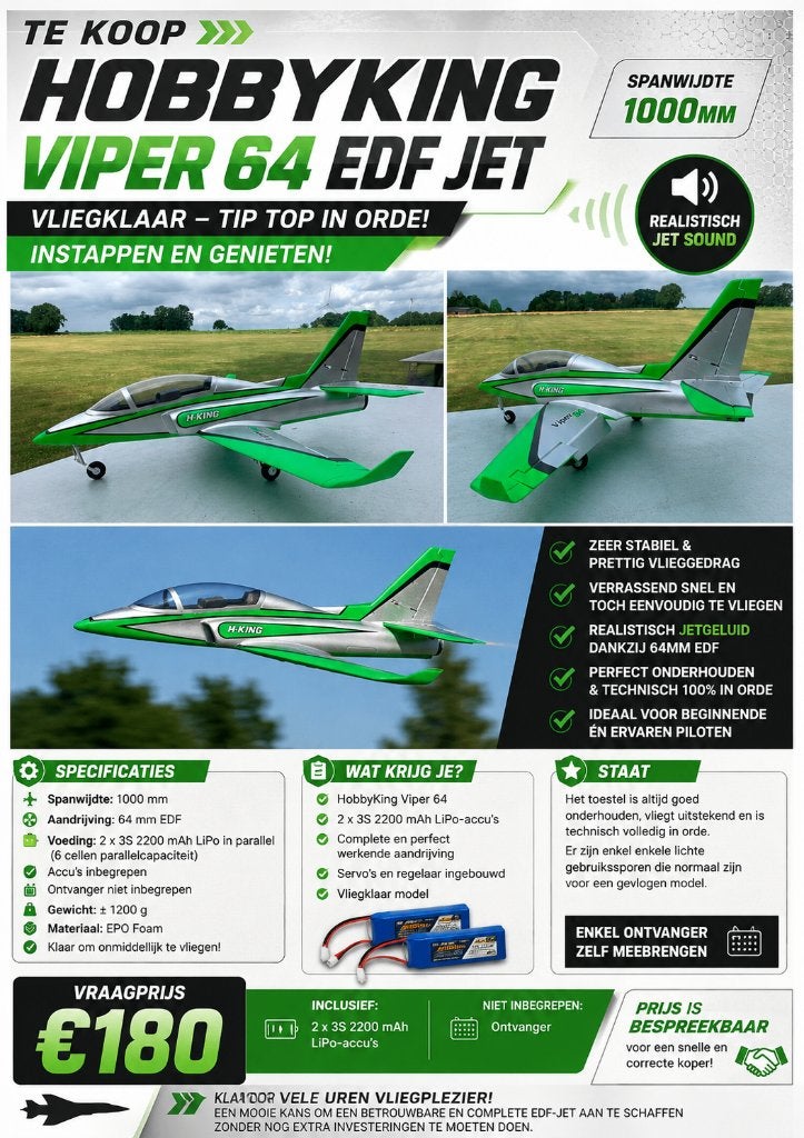 Viper 64 - EDF modelvliegtuig, Hobby en Vrije tijd, Ophalen, Zo goed als nieuw, Elektro, RTF (Ready to Fly)