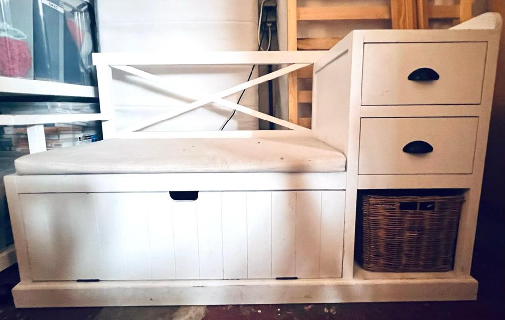 Banc avec bac à chaussure, panier et x2 tiroirs, Maison & Meubles, Armoires | Mobilier de télévision, Utilisé, Moins de 100 cm