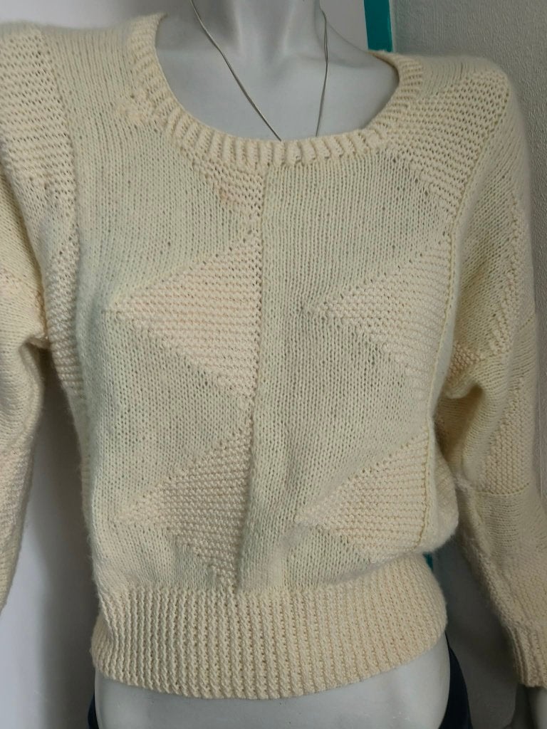 Pull tricoté, motif triangulaire, laine, taille S, Vêtements | Femmes, Enlèvement ou Envoi, Comme neuf, Handgemaakt, Taille 36 (S)