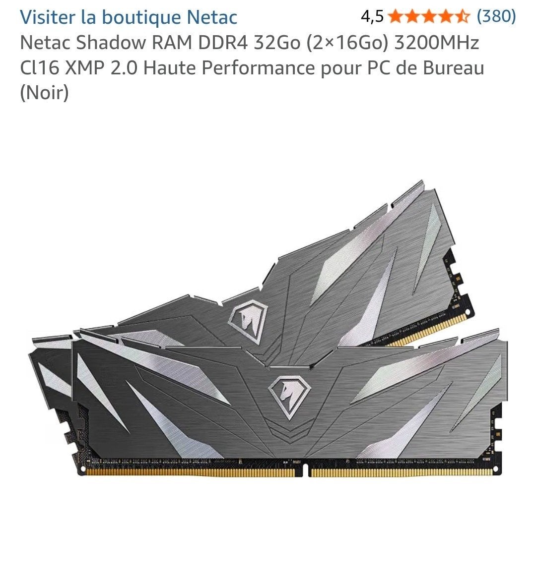 Netac Shadow DDR4 32Go(2x16Go) 3200Mhz, 32 GB, Enlèvement ou Envoi, DDR4, Comme neuf