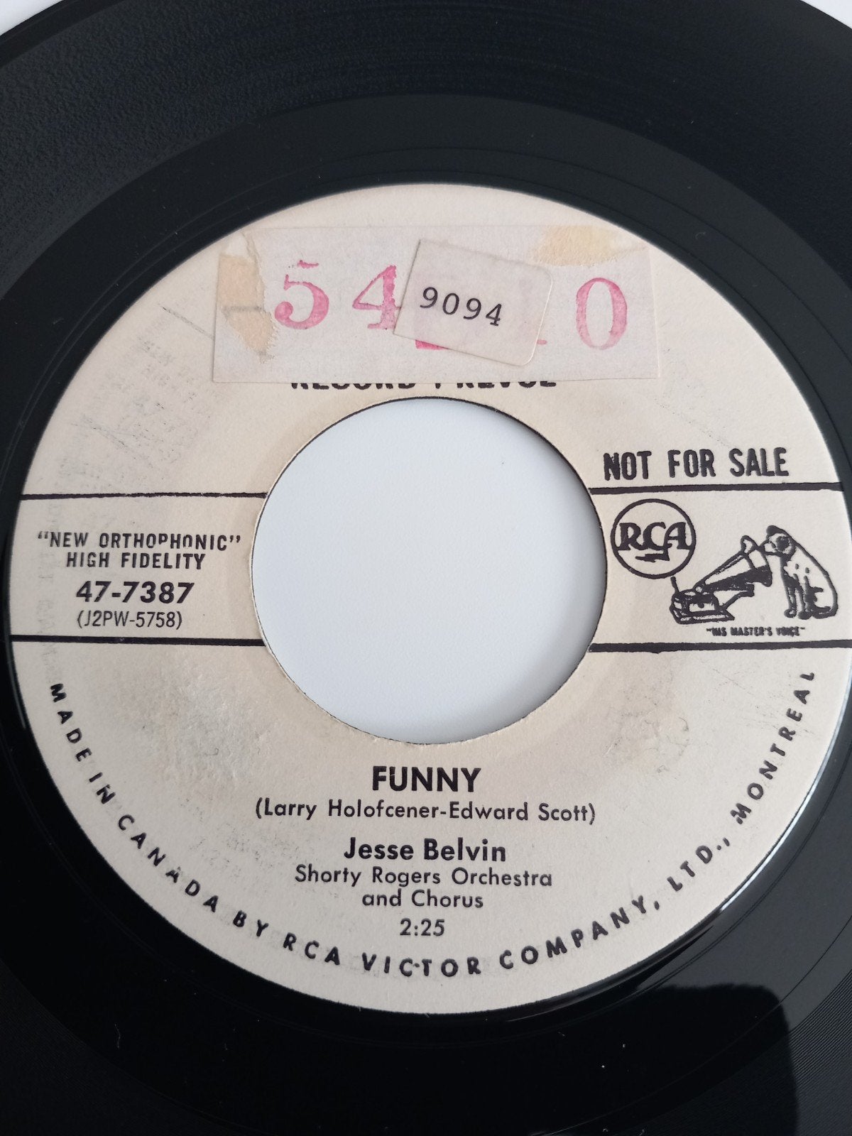 JESSE BELVIN. FUNNY. 60'S POPCORN.CANADA 45T, Ophalen of Verzenden