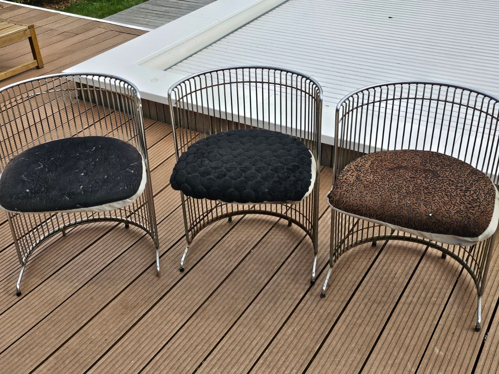 Ensemble de 3 chaises vintage en fil de fer, Antiquités & Art, Enlèvement