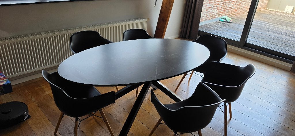Tafel + stoelen, Huis en Inrichting, Ophalen, Zo goed als nieuw, Vijf personen of meer