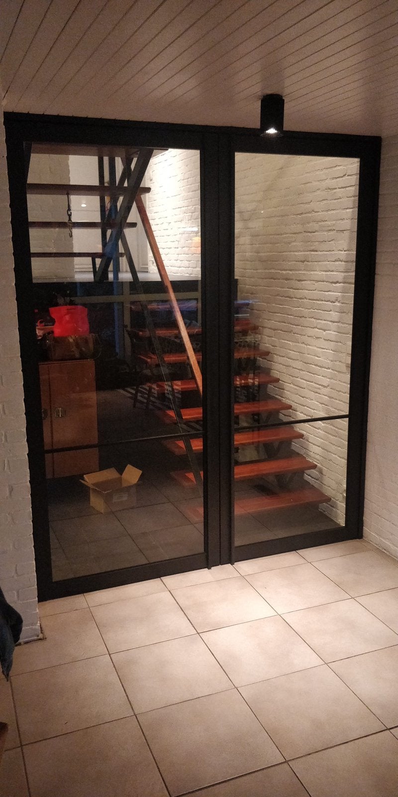 Glazen deur tweeluik aluminium-glas, Doe-het-zelf en Bouw, Ophalen, Zo goed als nieuw, Aluminium