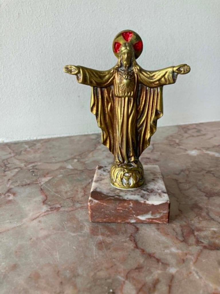 Beeldje Heilig Hart van Jezus in koper (13,5 cm), Ophalen of Verzenden
