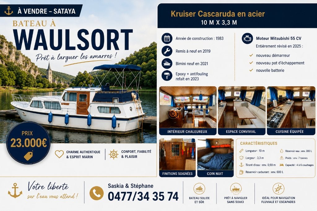 Motorboot met kajuit, 10 m, Gebruikt, Binnenboordmotor, Walstroom