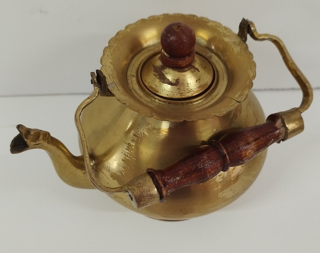 Vintage koperen theeketel met houten handgreep, Antiek en Kunst, Antiek | Brons en Koper, Koper, Ophalen of Verzenden