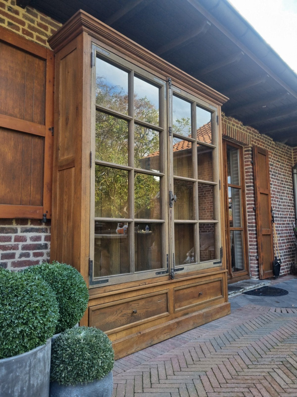 eiken franse buffetkast/vitrinekast ART:194/26.2, Ophalen, Gebruikt, 200 cm of meer, .