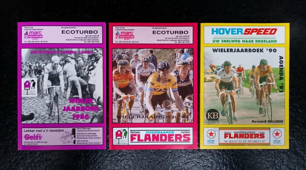 Annuaires de cyclisme 1986 - 1987 - 1990 (3 pièces), Envoi, Neuf, Bernard Callens, Course à pied et Cyclisme