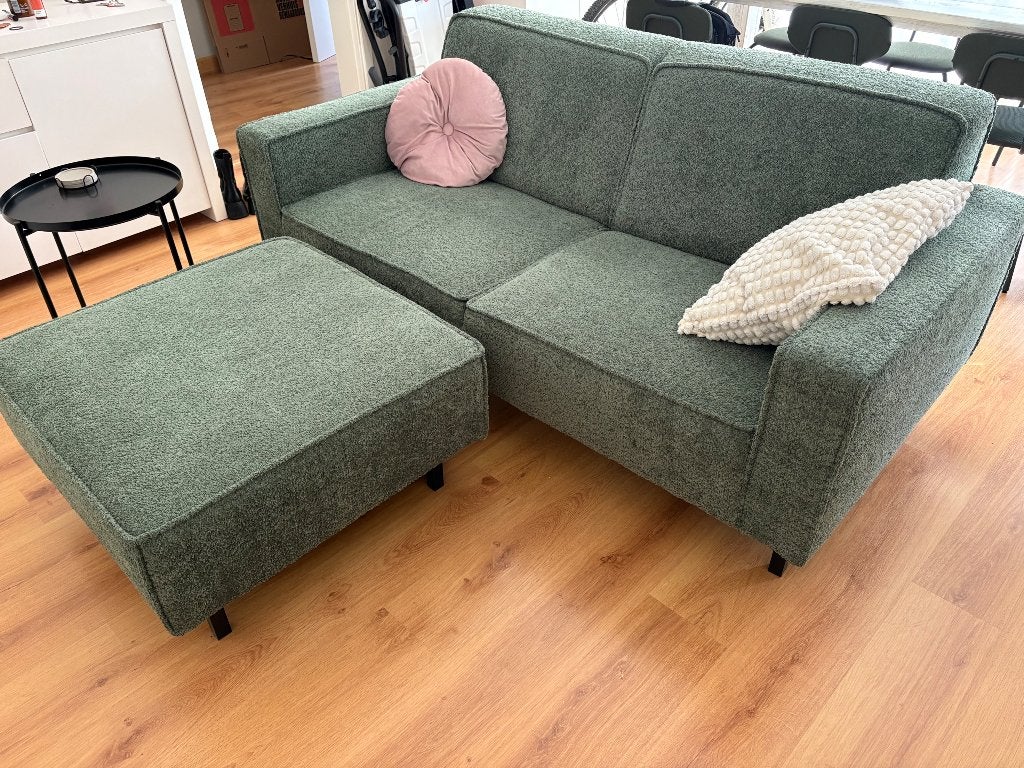 Zetel met hocker, Huis en Inrichting, Ophalen, Zo goed als nieuw, 100 tot 125 cm, Stof