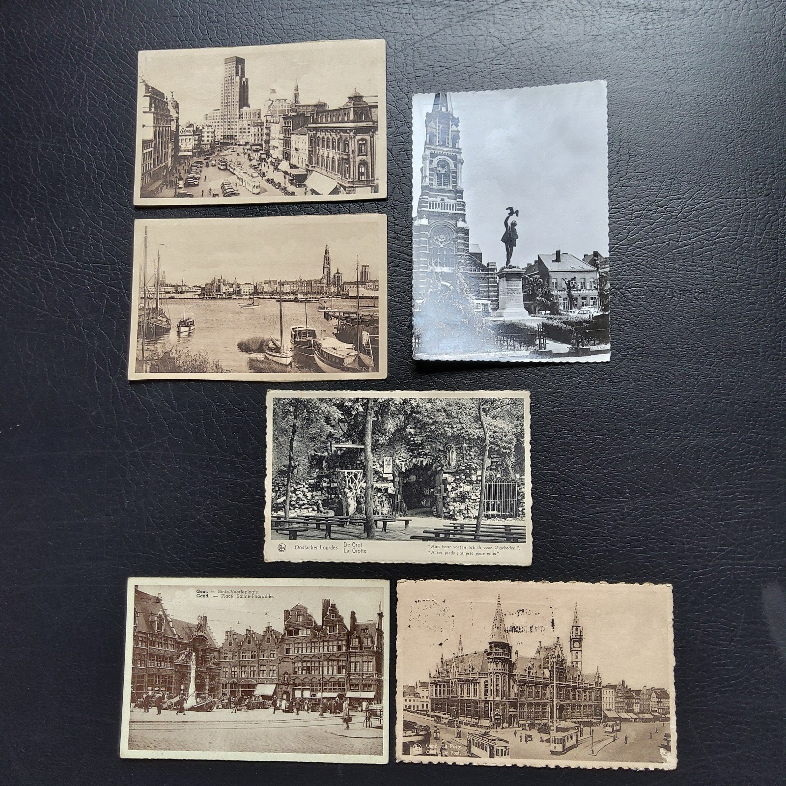 6 oude postkaarten: Antwerpen, Gent, Roeselare, Oostakker., Collections, Enlèvement ou Envoi