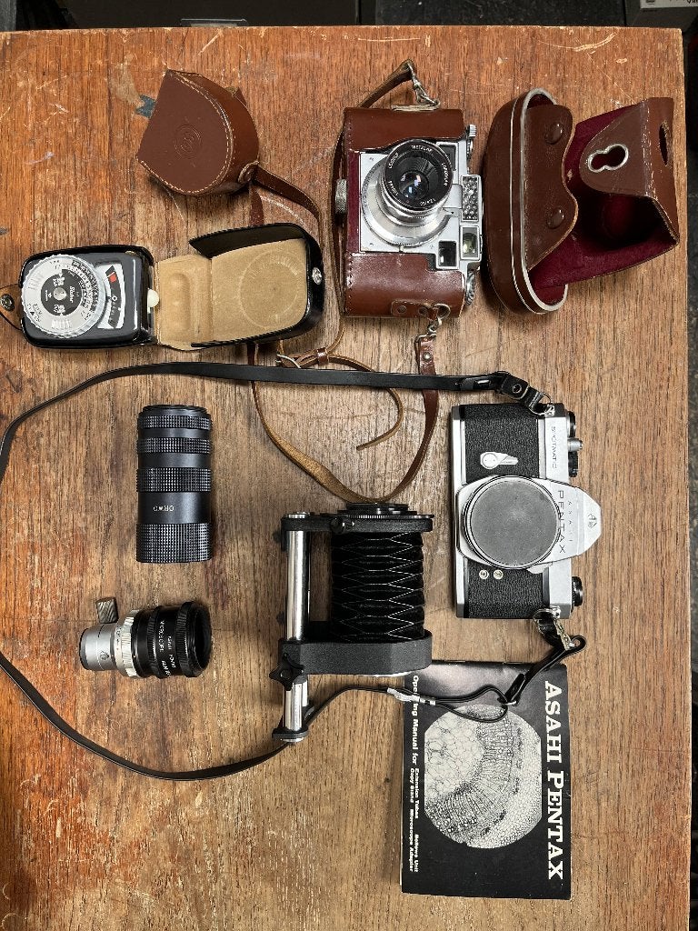 Vintage zilveren set voor fotoapparatuur, Ophalen of Verzenden, 1960 tot 1980, Fototoestel