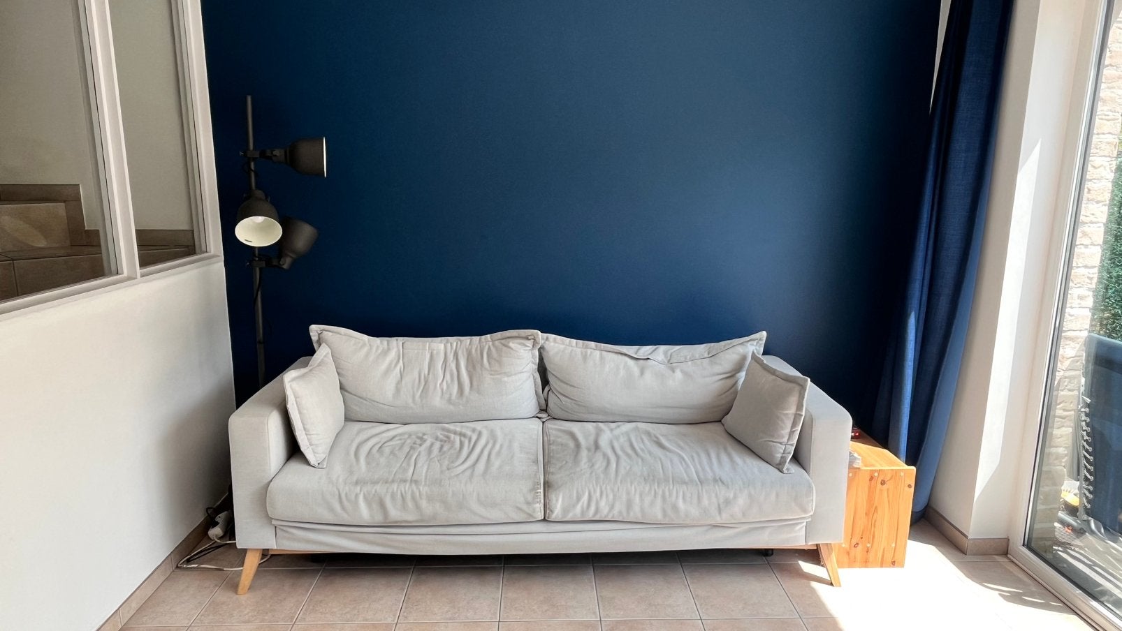 Canapé-lit beige, Maison & Meubles, Canapés | Salons, Enlèvement, Utilisé, Trois personnes, Tissus