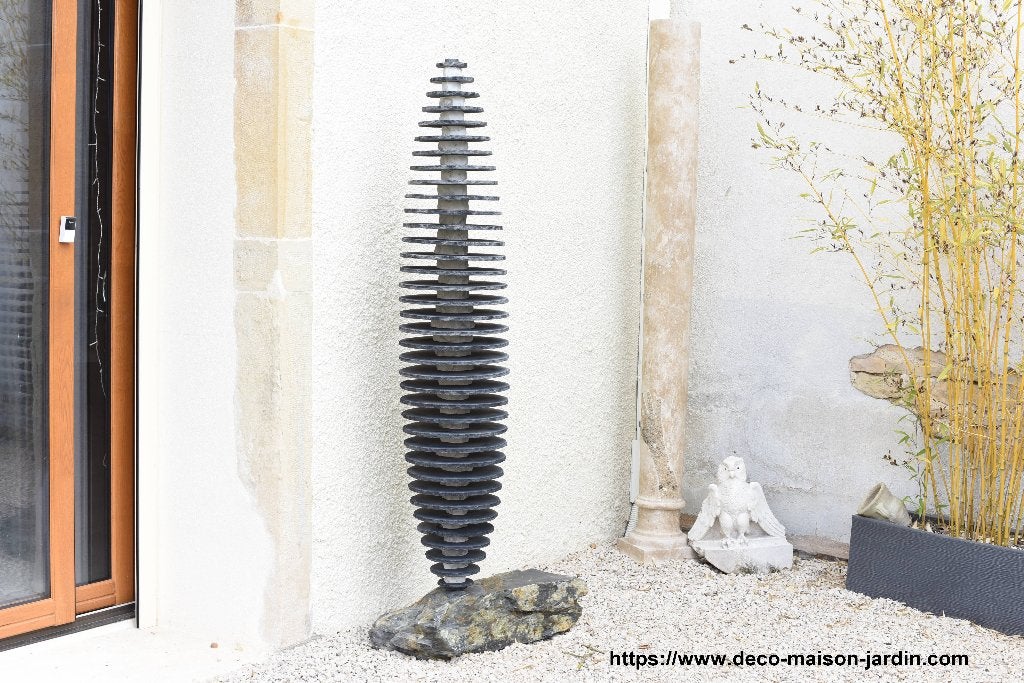 Sculpture en Ardoise de Chine et Marbre Blanc– Statue, Envoi, Métal, Statue, Blanc