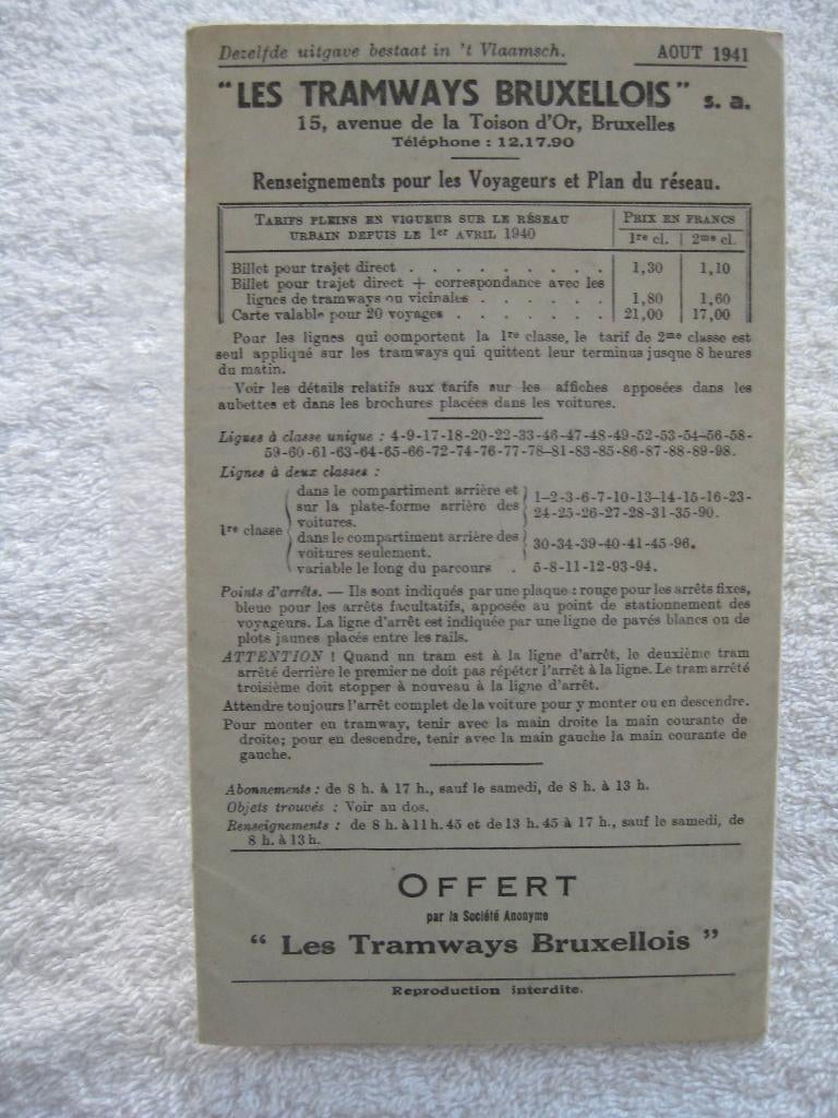 Les Tramways Bruxellois - STIB MIVB – 1941 – rare collector, Ophalen of Verzenden, Tram