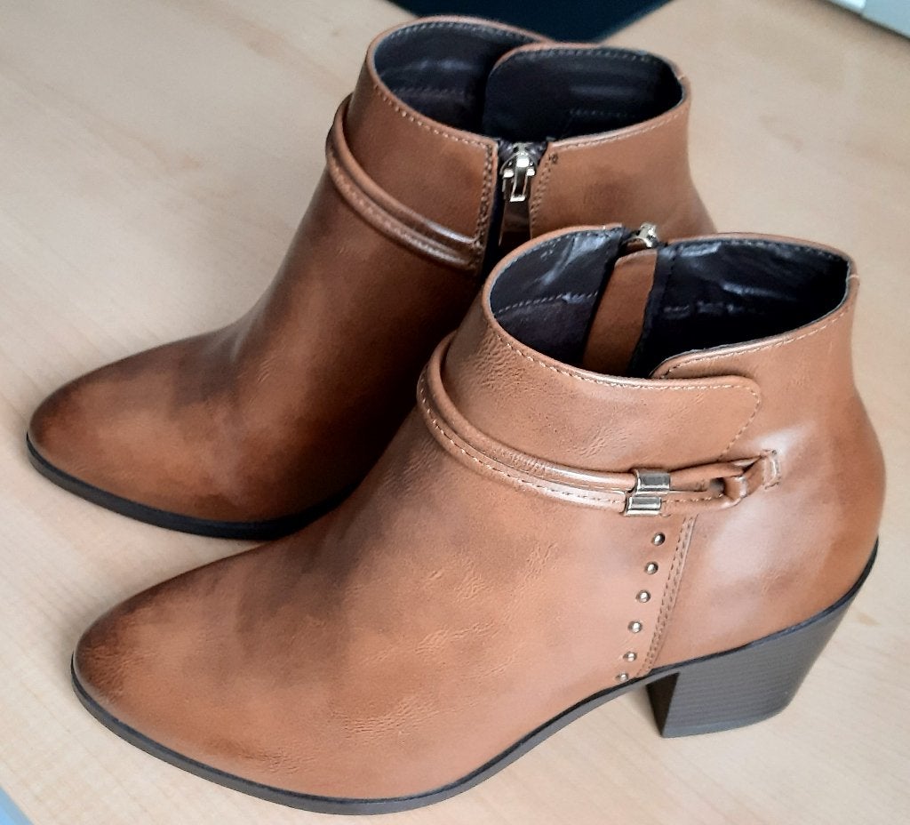 Cognackleurige enkellaarsjes - maat 38, Bruin, Lage of Enkellaarzen, Ophalen of Verzenden, Ken Shoe Fashion