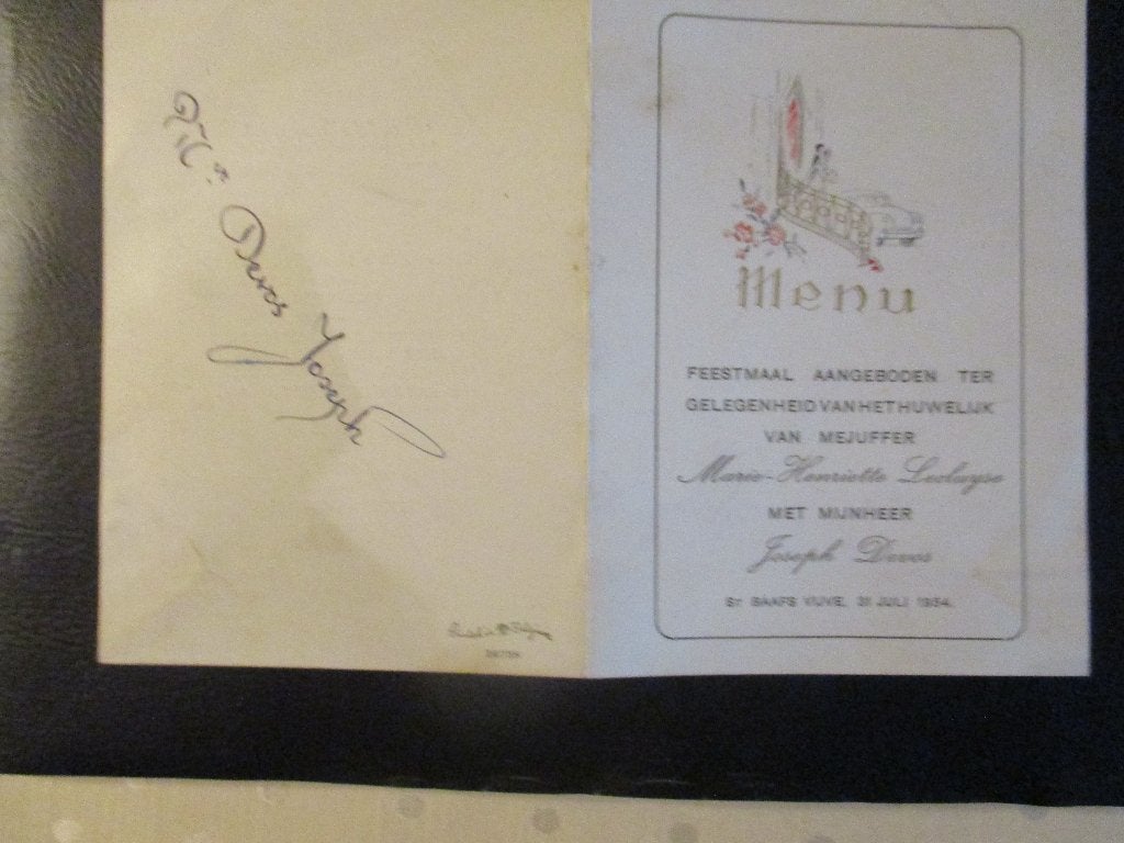 Spijskaart uit 1954 Sint-Baafs-Vijve LECLUYSE-DEVOS, Verzamelen, Verzenden, Gebruikt