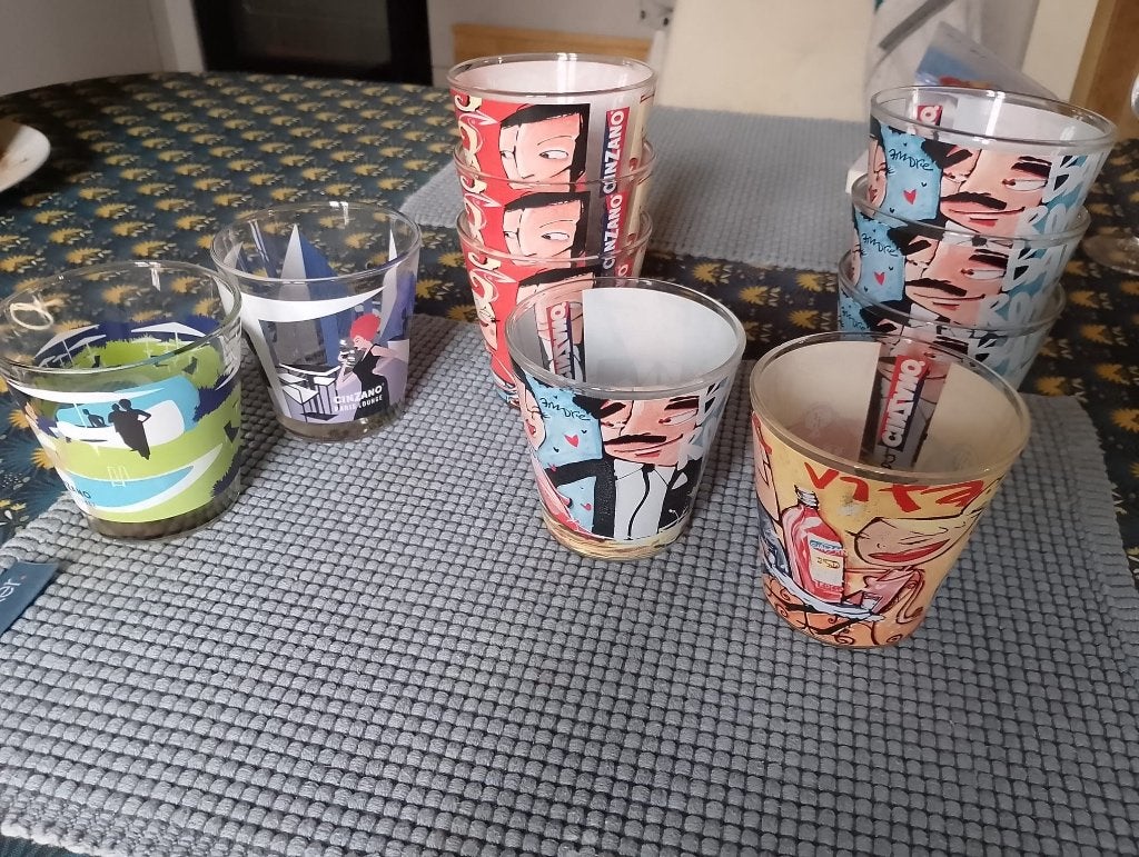 10 verres Cinzano, Verre ou Verres, Comme neuf, Verre, Enlèvement