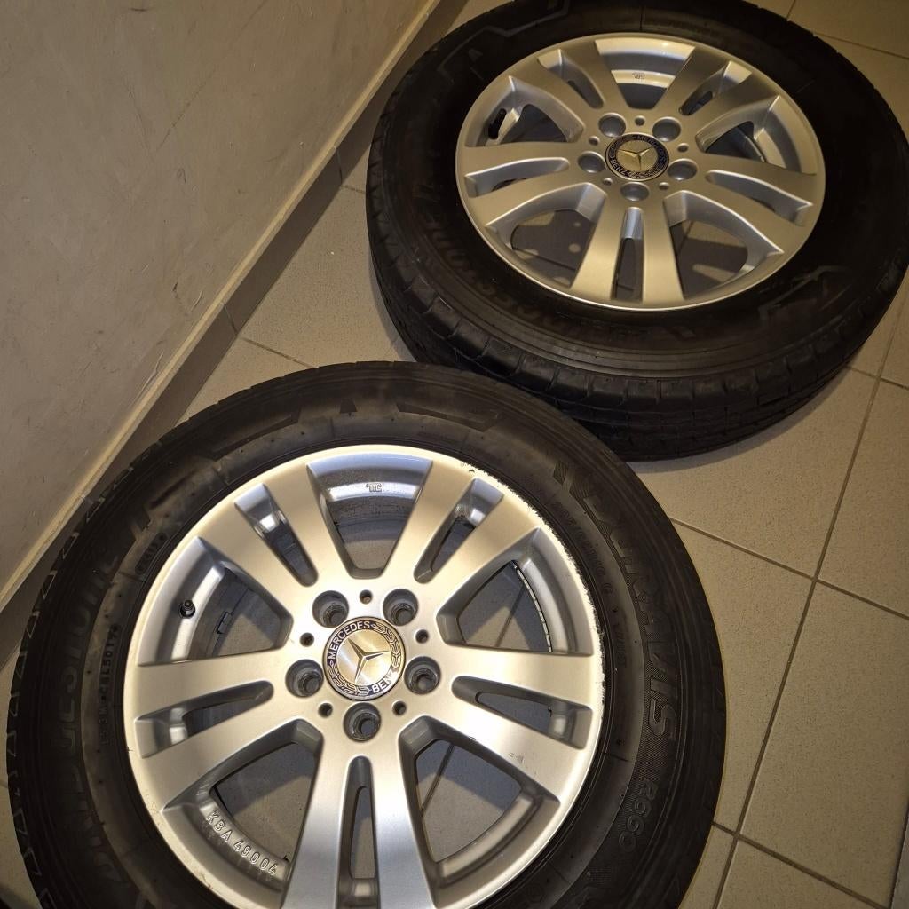 4 Aluminium velgen met banden Mercedes, Auto-onderdelen, Banden en Velgen, Ophalen, Gebruikt, Velg(en), 16 inch