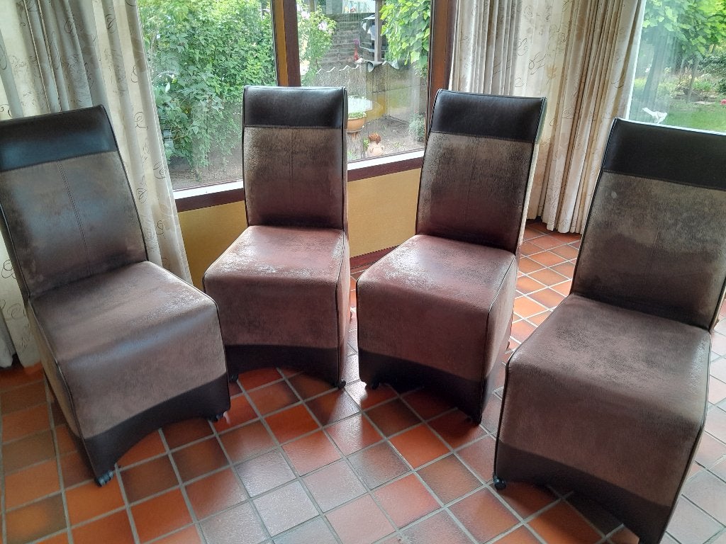Stoelen, Ophalen, Bruin, Leer, Zo goed als nieuw