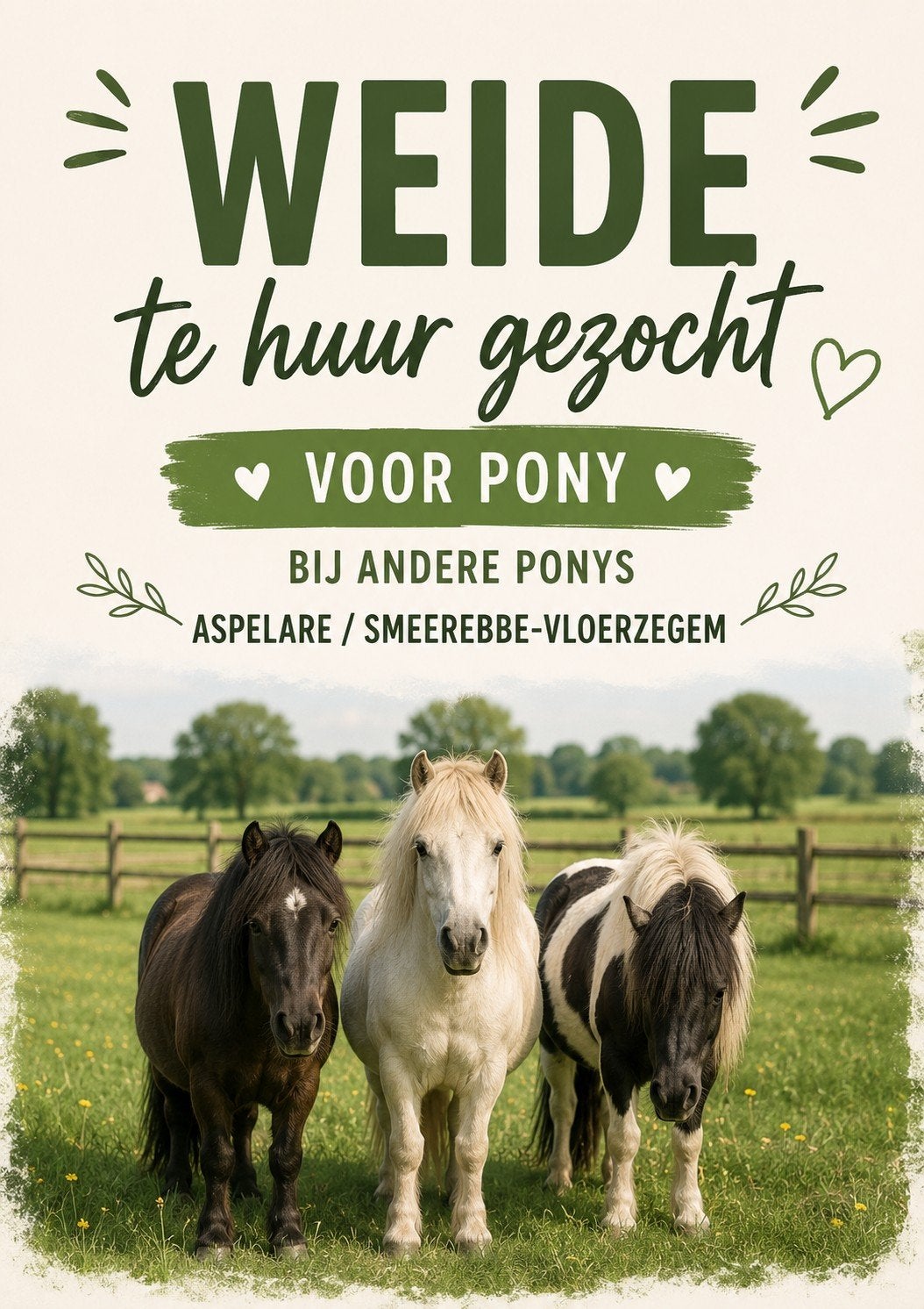GEZOCHT: weide te huur voor pony, Dieren en Toebehoren, Stalling en Weidegang, Weidegang, 1 paard of pony