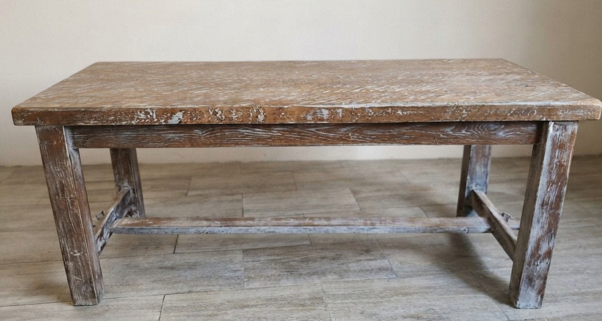 Table 180x80 cm et  4 Chaises en Chêne Cérûsé Fait Main, Maison & Meubles, Enlèvement, Chêne