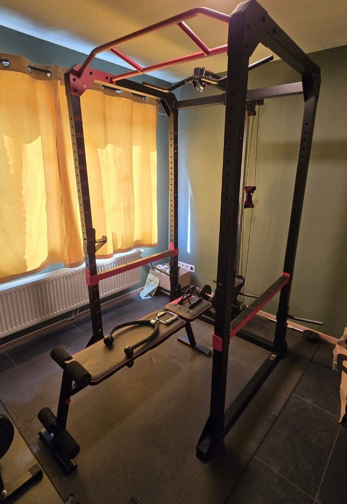 Power rack met pulley system (incl. Pulley attachments), Sport en Fitness, Fitnessapparatuur, Ophalen, Gebruikt, Metaal, Krachtstation