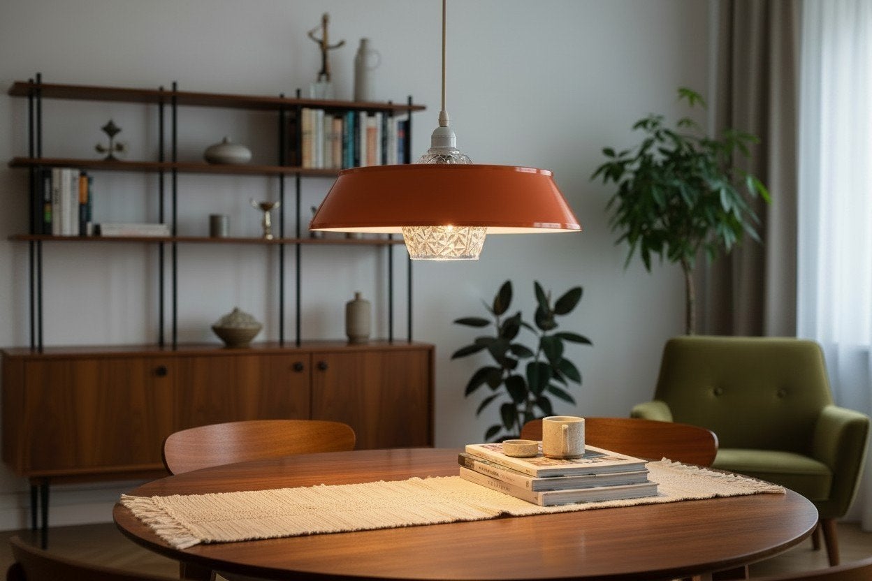 Vintage oranje UFO hanglamp / luster, Ophalen of Verzenden
